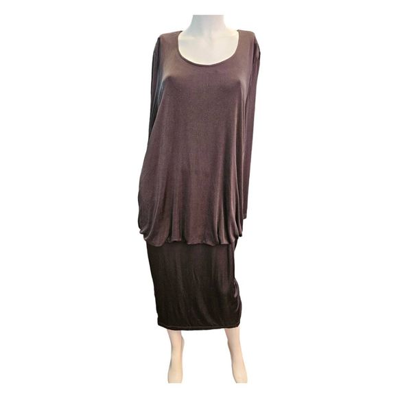 Vintage 80's More Jazz Black Cinched Waist Black Dress Plus Size 16 - Picture 2 of 7